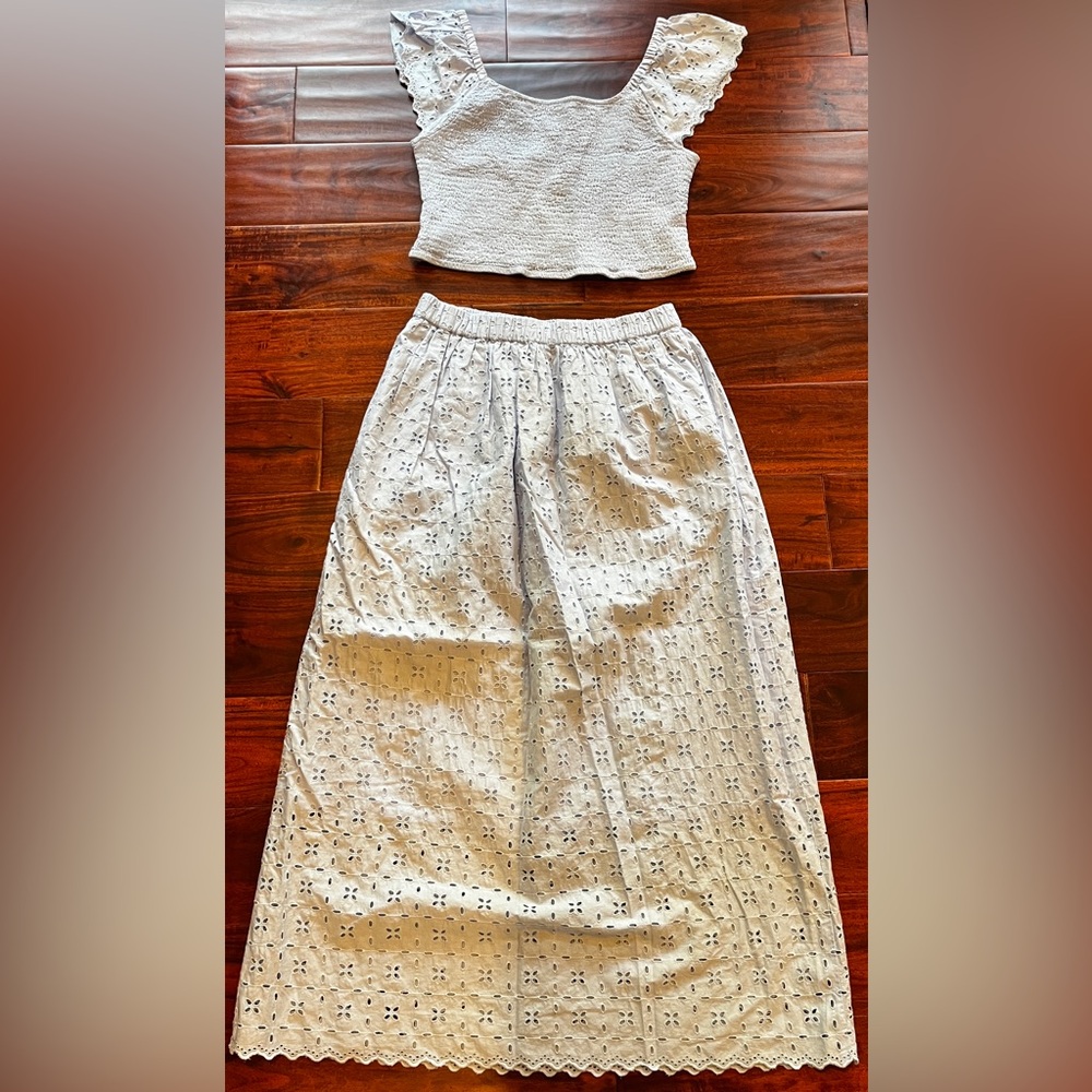 Universal Thread Light Blue Maxi A-Line Skirt With Matching Top